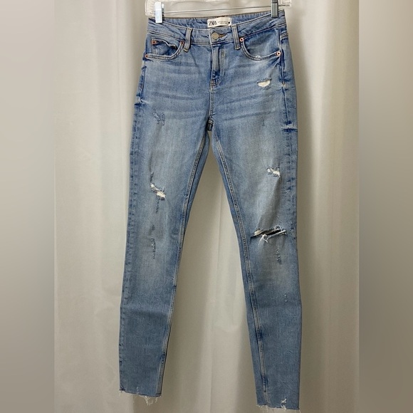 ZARA High Waist Distressed Jeans - Picture 9 of 11